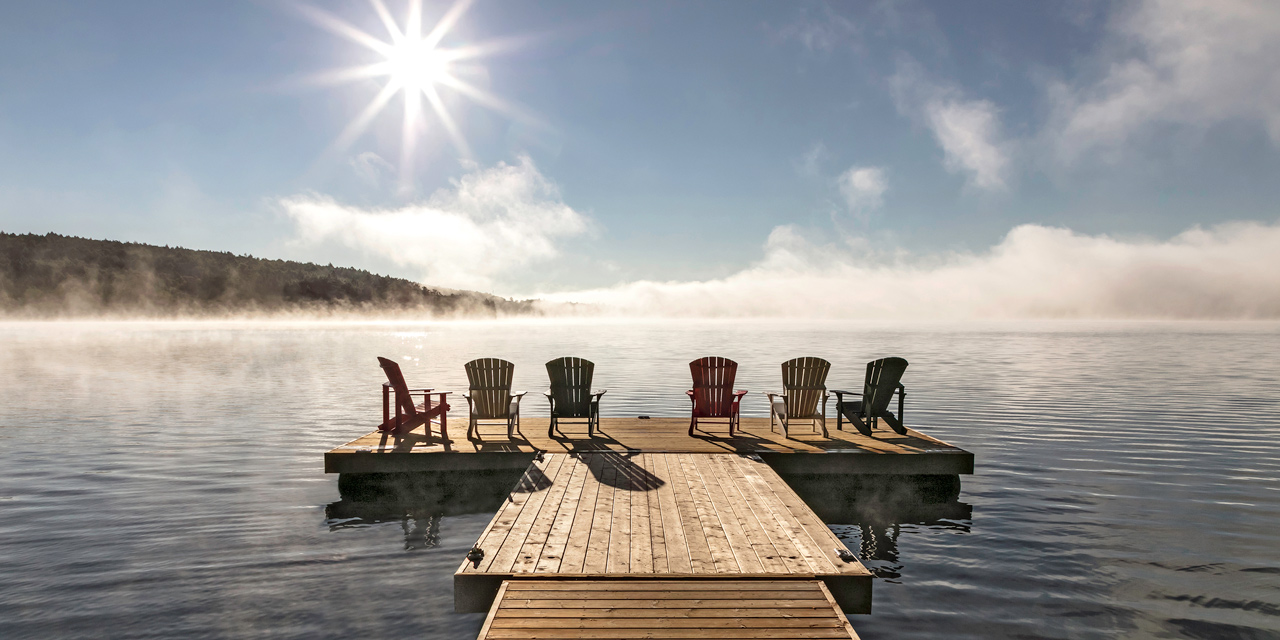 mist on the lake of two rivers at killarney lodge algonquin park